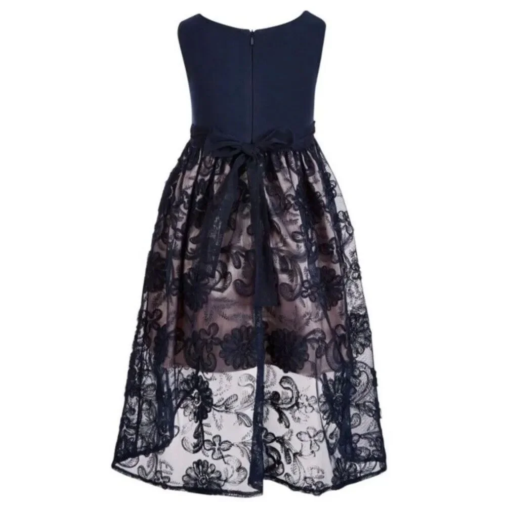 Bonnie Jean Girls formal special occasion dress Hi-Low lace embroidered‎ -6X